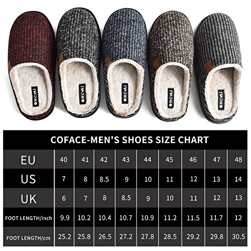 Oncai Mens Slippers Black Knit Stripes Cozy Memory Foam Scuff Slippers Slip On Warm Faux Fur House Shoes Indoor/Outdoor With Best Arch Surpport Size 14 #TOP6