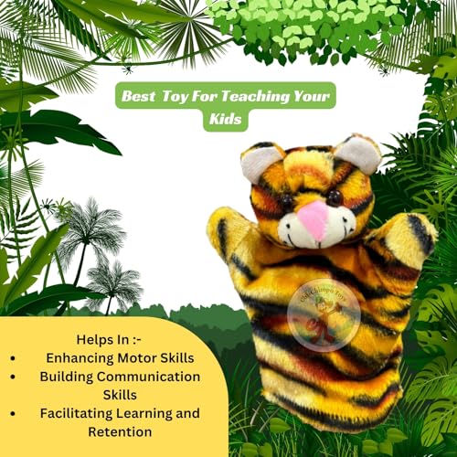 Image of Tiger Hand Puppet | Animal Hand Puppets Toys | Puppetz Animals | Interactive Puppets Plush Toy | Storytelling Role Play Teaching for Kids