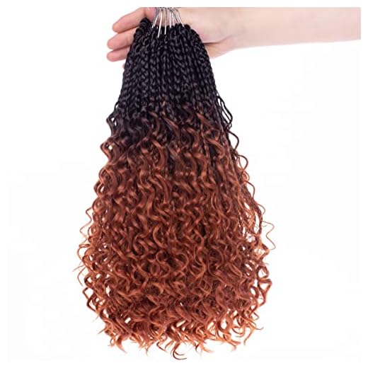 Beverlee 14 Inch 8 Packs Boho Box Braids Goddess Box Braids Crochet Hair Bohemian Hippie Braids Braiding Hair Box Braids with Curly Ends Messy Pre-looped Synthetic Crochet Hair for Black Women 1B/350#