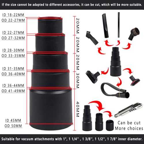 12PCS Universal Vacuum Attachment Kit Wet Dry Plastic Vacuum Hose Adapter 1-1/4