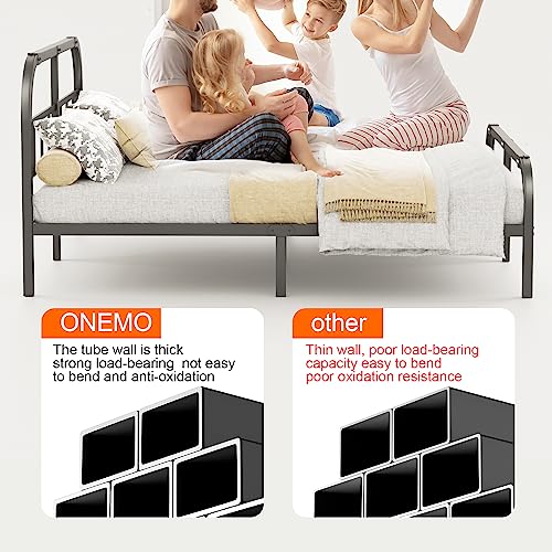 Onemo 14 Inch California King Bed Frame With Headboard And Footboard Metal Platform Bed Frames Heavy Duty Mattress Foundation Quiet And Anti-Slip No Box Spring Needed Black #TOP3