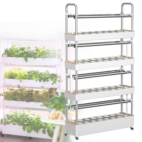 Kit de torre hidropónica, sistema de cultivo vertical con luz LED de cultivo para verduras, construcción duradera de PVC, solución de jardinería interior