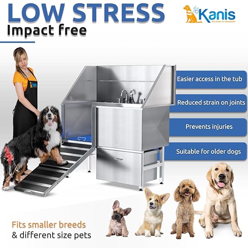 KANIS-Professional-Stainless-Steel-Dog-Bathing-Station-Dog-Grooming-Tub-wRamp-Storage-Drawer-Floor-Grate-FaucetDog-Bathtub-for-Large-Medium-Small-Pets-38-Left-RAMP-1-Drawer KANIS Professional Stainless Steel Dog Bathing Station Dog Grooming Tub wRamp Storage Drawer Floor Grate FaucetDog Bathtub for Large Medium Small Pets 38 Left RAMP 1 Drawer