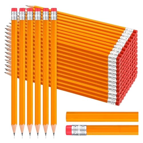 Crayons avec gomme de type mine graphite HB en bois jaune classique