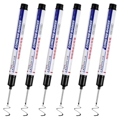 Bewudy 6 rotuladores de agujeros profundos de 20 mm, punta extralarga, de plástico, para madera, plástico, pared, metal, cartón, obras (negro) | Ya disponible en tu tienda friki favorita! En mundofriki.es!