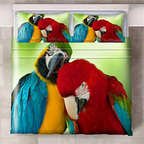 Bedding Beddengoedset, papegaai, microvezel, dekbedovertrek 200 x 200 cm en 2 kussenslopen van 80 x 80 cm, 3D bedrukt 3… - Image 4