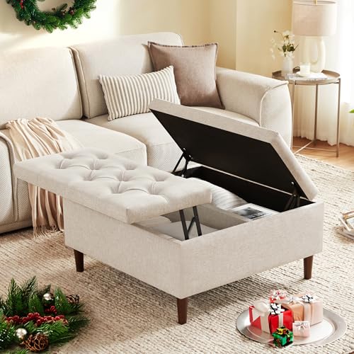 Weture 35 Inch Extra Large Storage Ottoman Coffee Table, No Assembly Required, Oversized Square...