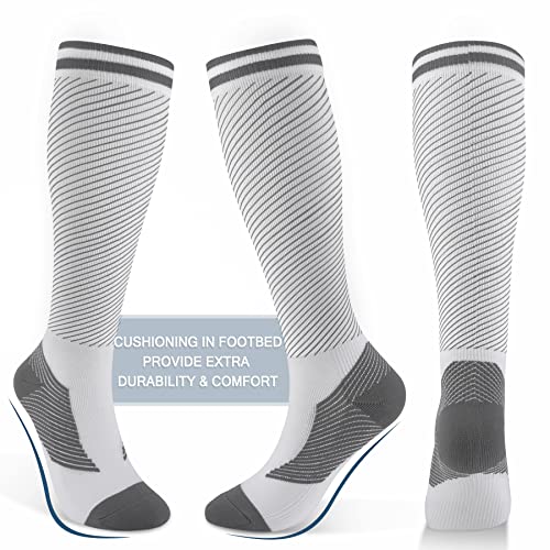 Image of FULLSOFT Medical Graduated 30-40mmHg Compression Socks for Women&Men Circulation Knee High Socks Hiking Running Stockings