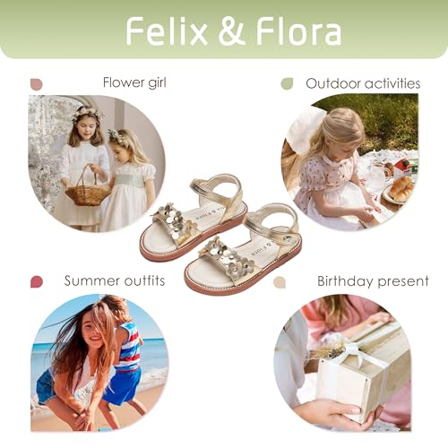 Image of Felix & Flora Toddler Girl Sandals - Little Girl Easter Dress Shoes Lightweight Open Toe Beach Holiday Flats