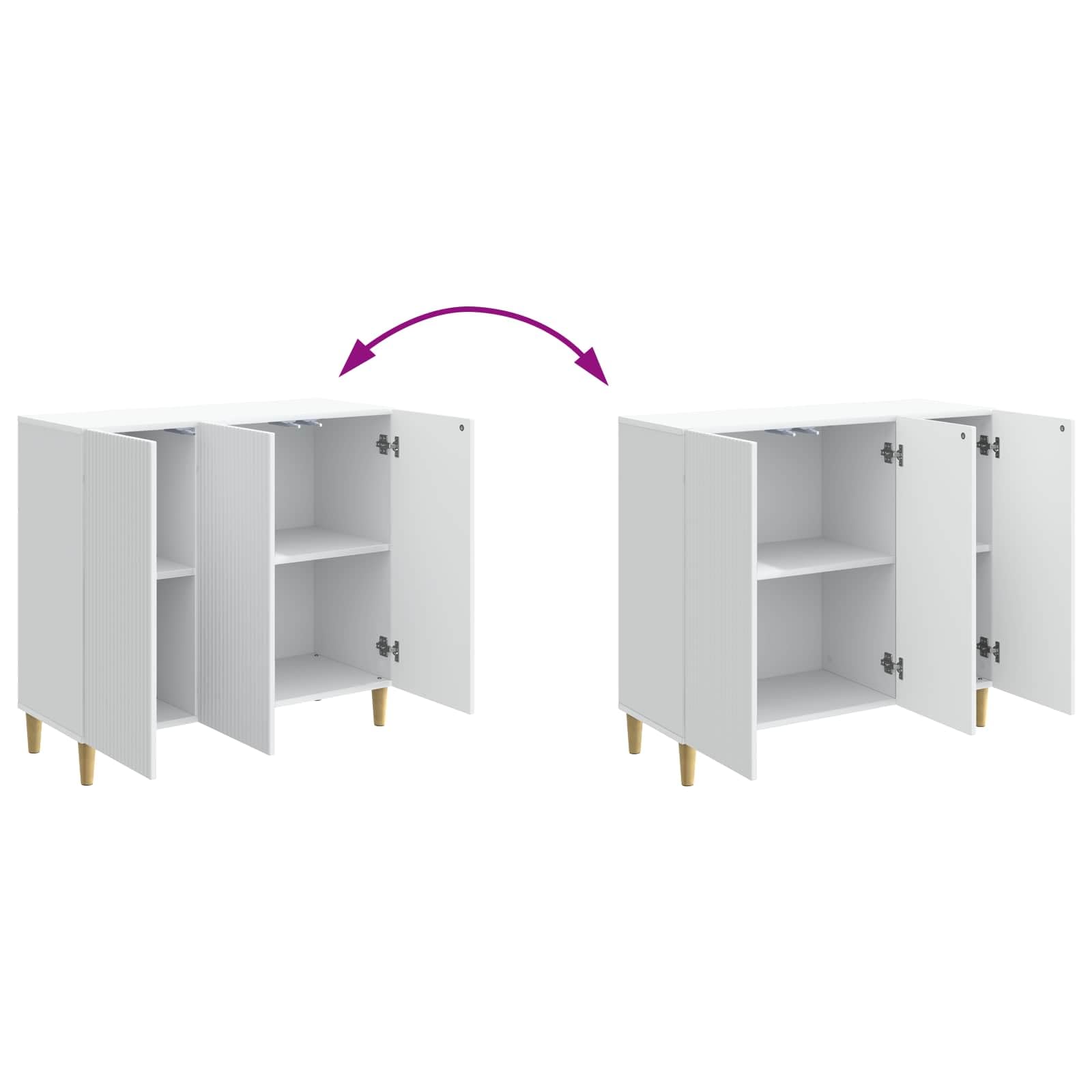 Credenza bianca 89 x 34,5 x 80 cm, comò con 3 ante, in legno
