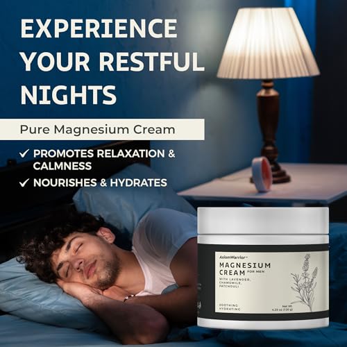 Magnesium Cream for Sleep & Leg Cramps: Soothing Magnesium Lotion with Lavender, Chamomile, Patchouli for Body - Calming & Relaxation Muscle Soreness - 4 fl.oz/120 ml