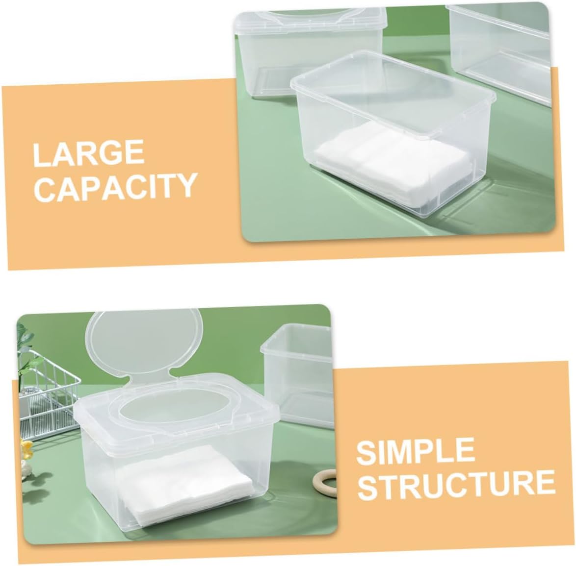 SHOWERORO 4pcs Wipes Dispenser Dustproof Cover Portable Plastic Wipe Container for Home and Travel Use Easy One-Hand Operation Versatile Multifunctional Tissue Storage Box