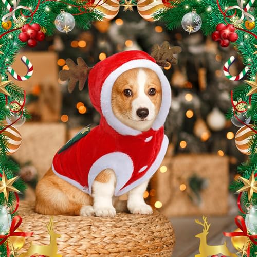 Hundekostüme Weihnachten Elchkostüm, Haustier Weihnachtskostüm, Katzen Kleidung Weihnachtens, Katze Hund Weihnachtskostüm, Hundebekleidung für Winter Frühling Weihnachten (S)
