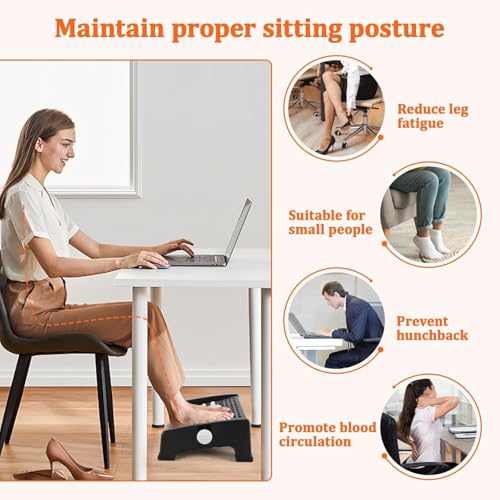 Image of Lucario Foot Rest,Adjustable Angle & 3 Different Height Positions Foot Rest Under Desk At Work, Foot Stool Under Office Desk. Footrest Foot Massage Roller, Chair Footrest Leg Rest(Lk-001)