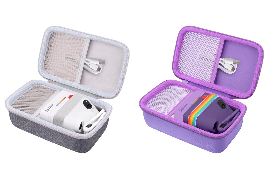 Khanka Custodia per Polaroid Go Gen 3/Gen 2/Go Mini - Grigio + Viola