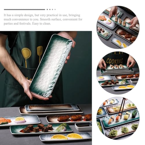 Set 2 platos cerámica sushi 10 pulg rectangular miniatura 6