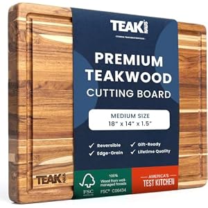 Teakhaus Edge-Grain Teak Wood Cutting Board with Juice Groove, Medium