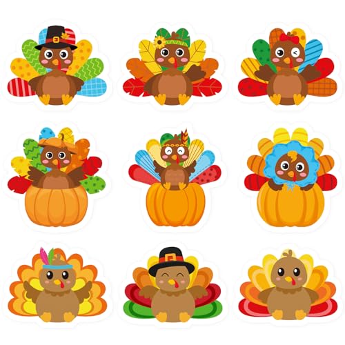 480Pcs Thanksgiving Turkey Stickers Cute Small Thanksgiving Decals Bulk Self-Adhesive Paper Sealing Labels for Envelopes Cards Teachers Classroom Fall Party Supplies (Turkey)