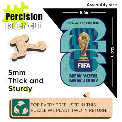 Image of FIFA World Cup 2026 City Poster Puzzles for Adults- 200 Pieces Unique Shaped Wooden Puzzles,New York - New Jersey Football Jigsaw Puzzle Gifts for Soccer Fans, Officially Licensed, 5MM Thick