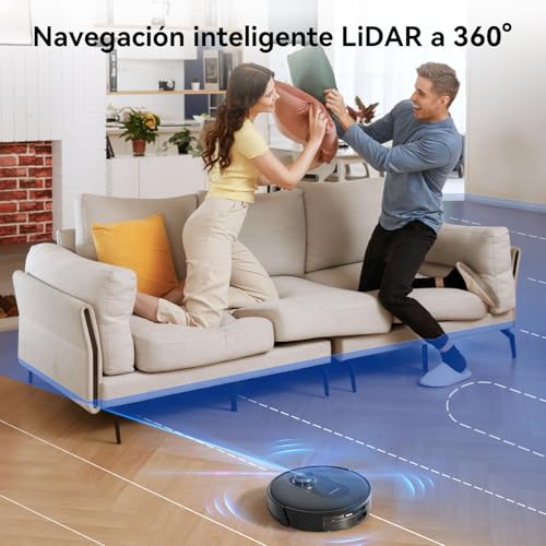 Miniatura 2 de Proscenic Q8 Robot Aspirador 2 En 1, Navegación Lidar Mapeo Preciso, Potente 4200 Pa, 200 Min De Autonomía, Ideal Para Hogares Grandes Y Mascotas, Control Por Alexa, Google Home, Siri, Ifttt