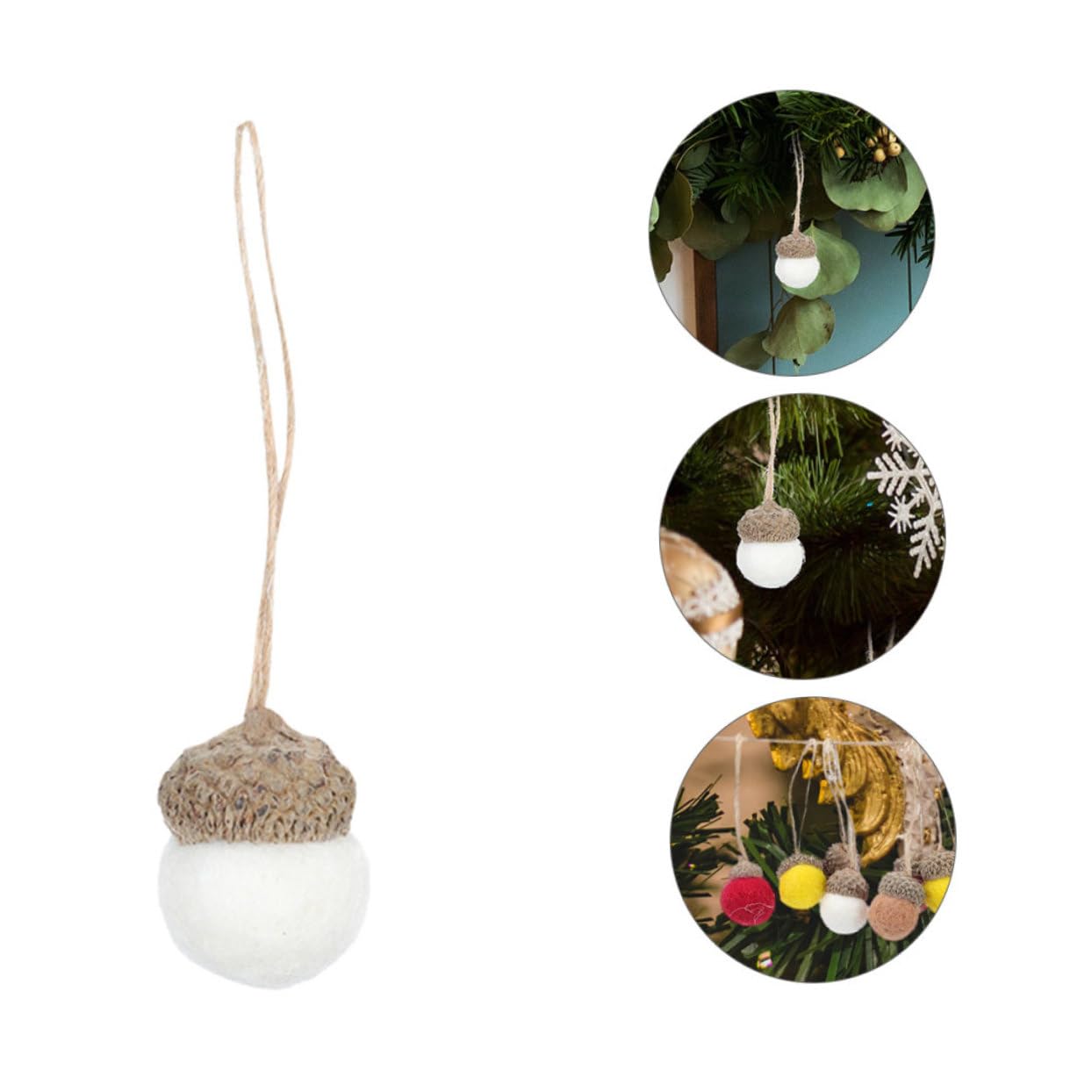 PRETYZOOM 60piezas Bolas De Fieltro De Lana Colgantes para Decoración Navideña Adornos De Acorn para Fiestas y Decoración DIY para