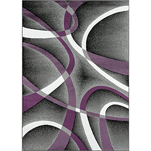 2305 Geometric Abstract Purple 9x12 Area Rugs for Living Room