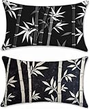 Funda Cojin 40x65 Lino Funda de Almohada Juego de 2, Negro Fundas de Cojines bambú Cojines para Sofa, Fundas Cojin Decoración, Rectangular Cushion Covers, para Sofá Salon de Estar Dormitorio, m-341