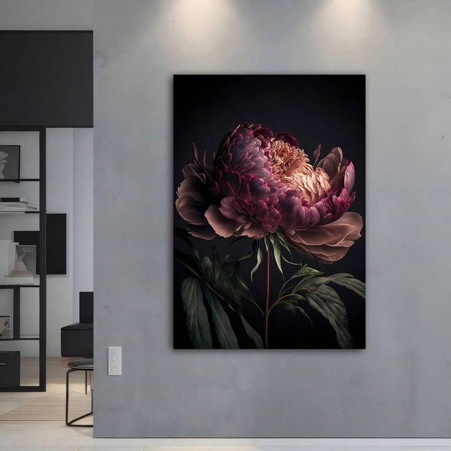 Peinture florale moderne de pivoines pour sublimer la décoration du salon - 3
