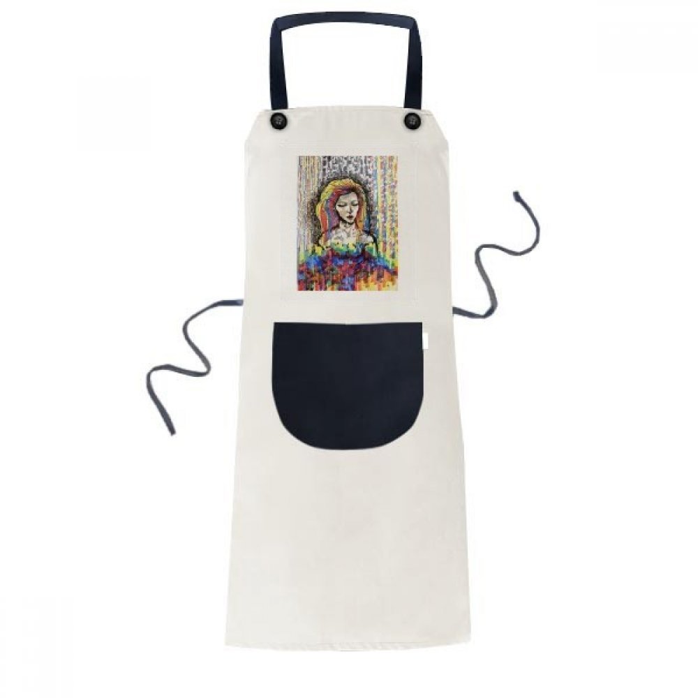 Tablier de cuisine beige art abstrait réglable avec poche pour homme et femme