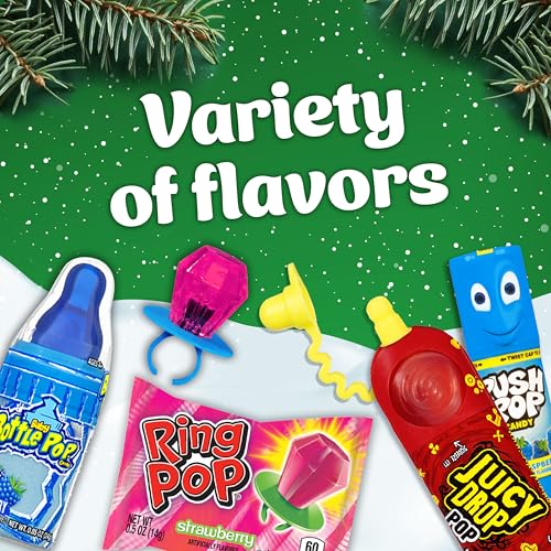 Candy Variety Pack Bag, 7 Ct Bulk Individually Wrapped Lollipops, Ring Pop, Push Pop, Baby Bottle Pop & Juicy Drop, Birthday Parties, Valentine's Gifts, Goodie Bags, Party Favors
