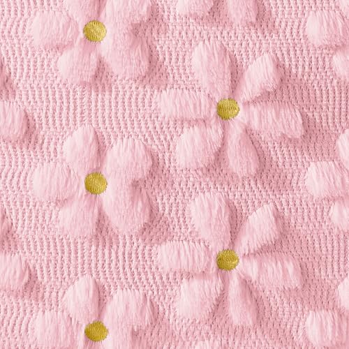 Image of DFXSZ Spring Summer Pillow Covers 20x20 inch Set of 2 Pink Daisy | Farmhouse Decor Soft Plush Faux Fur Jacquard Throw Pillow Covers|For Spring Holiday Sofa Home Decor