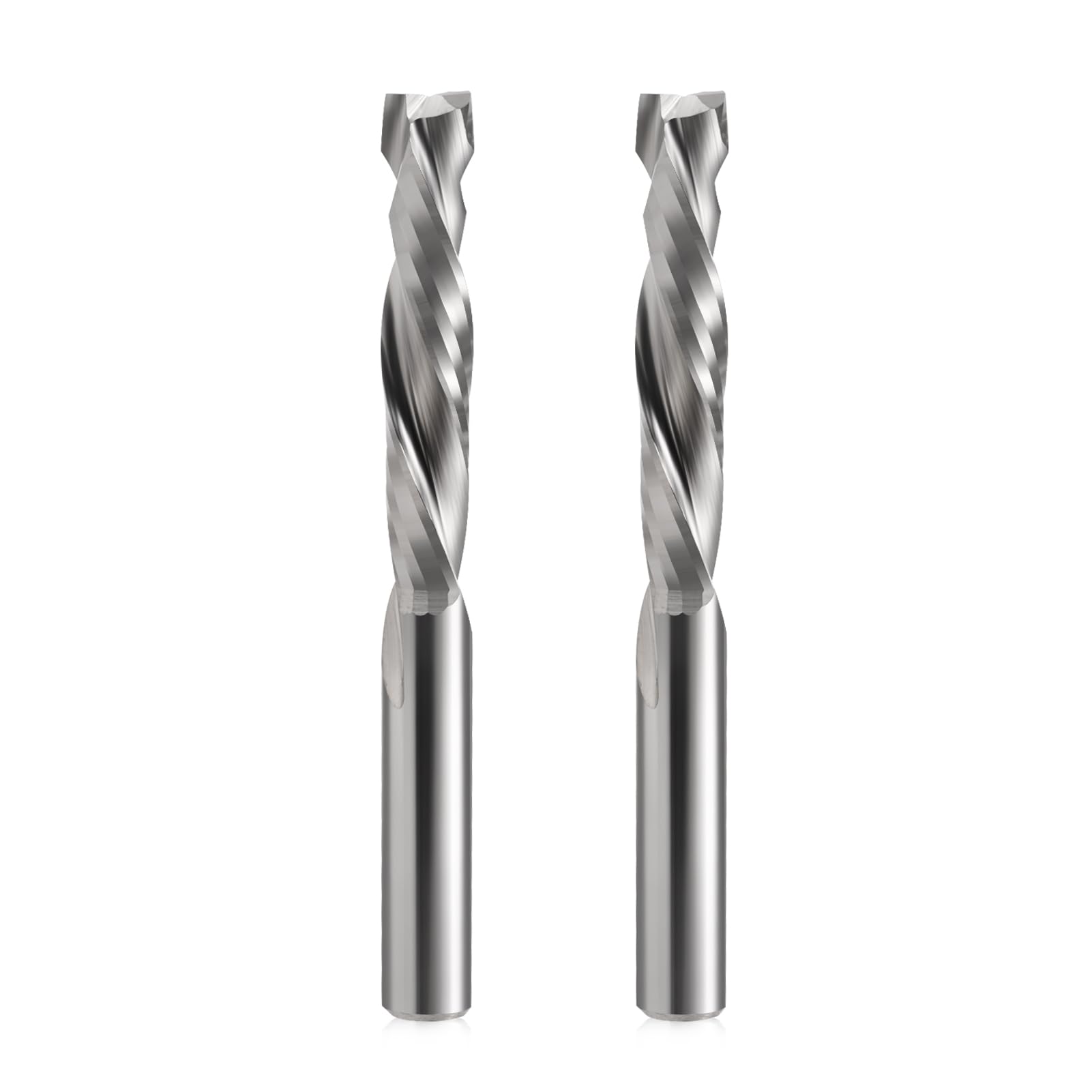 EU_HOZLY Spiral Mill Up & Down Compression Bit 8 mm Cutting Diameter, 8 mm Shank, 42 mm Cutting Length CNC End Mill for Wood Carving, Engraving, Pack of 2