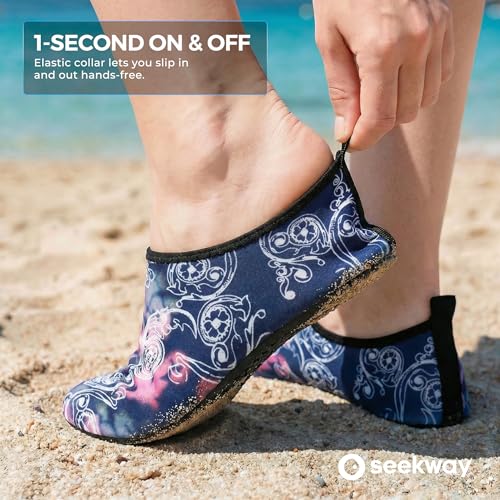 Image of SEEKWAY Water Shoes Women Men Adult Quick-Dry Aqua Socks Barefoot Non Slip for Beach Swim River Pool Lake surf Black SK002(U)