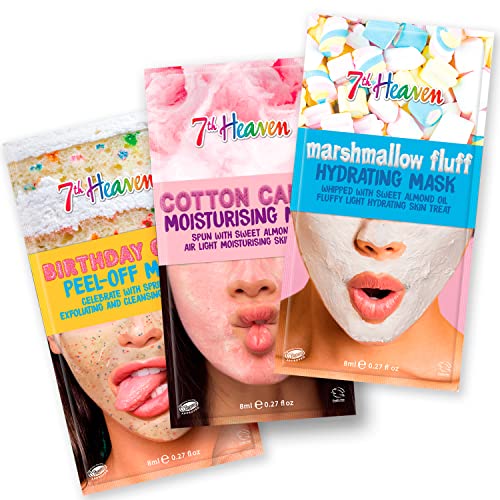 7th Heaven Beautylicious Face Masks Set (Pack of 3) Exfoliating, Hydrating and Moisturising Face Mask Skincare Set - Genuine 7th Heaven Face Masks Skincare
