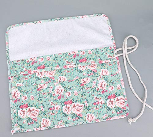 Amoyie Pliable Trousse pour Pinceaux Peinture, Toile Organiseurs pour pinceaux Acrylique, Aquarelle, Gouache et Huile,Fleurs Bleu Vert – vue 6