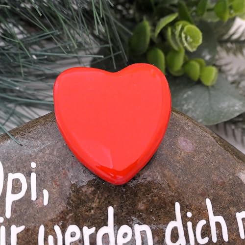 Andys Steinwelt® Grabstein mit Wunschtext Personalisierbar, Gedenkstein mit rotem Herz für Kinder- und Urnengrab – Grabschmuck, Erinnerung und liebevoller Trauerstein für Hund, Katze, Haustier