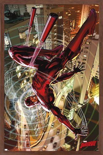 Trends International Marvel Comics Daredevil - Rooftop Cover Wall Poster, 22.4L x 14.7W, Mahogany Framed Version