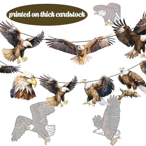 Image of Bald Eagle Banner Eagle Party Decorations Eagle Birthday Party Supplies Bald Eagle Cutout Banners for Fourth of July Patriotic Eagle Party Supplies