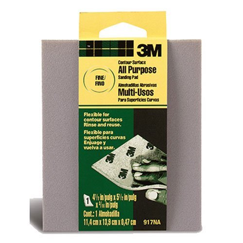 3M 917NA Contour Surface Sanding Sponge, 4.5 in x 5.5 in x .1875 in, Fine