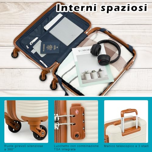 COOLIFE Ryanair Valigia Bagaglio a mano,Set di Valigie,Trolley,Valigia da cabina 55×35×20 e zaino da imbarco 20L(40×25×20cm) Chiusura a combinazione laterale con TSA