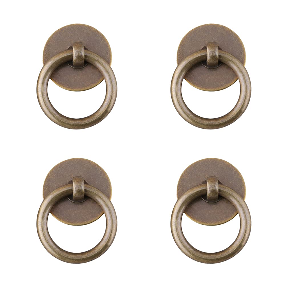 uoXHFdh 4Pcs Antique Brass Ring Pulls Handle Kitchen Cabinets Wardrobe Drawer Vintage Furniture Hardware Style