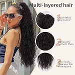 ORSUNCER Claw Long Wavy Ponytail Extension Black Brown 30" Curly Pony Tail Clip in Hair Extensions for Women Fluffy Natural Looking Synthetic Hairpiece for Daily Use - Image 2