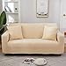 ZYBW Rich Velvet Cover Stretch Sofabezüge für 2 Sofakissen Sofabezüge für Wohnzimmer 2er-Sofa-Bezüge mit 2 einzelnen Kissenbezügen,Dicker weicher Stoff(4+4 Sitzer,Creme-Weiß)