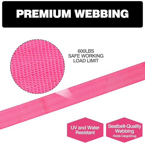 Image of Retractable Ratchet Straps 1 inch x 13Ft, Heavy Duty Self Retracting Tie Down Straps, 1800lb Break Strength Auto Retract Cargo Straps for Truck, Trailer, Motorcycle, ATV, UTV, (Pink, 4 Pack)