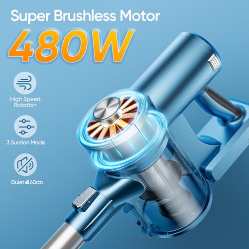 Yikelai A30 Cordless Vacuum Cleaner, 38Kpa Powerful Suction, Detachable Battery, 1.5L Dust Cup, 40 Mins Runtime, Anti-Tangle Handheld Vacuum, Lightweight Stick Vacuum For Pet Hair Hardwood Floor Carpet thumb #3