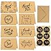 HOWAF Tarjetas de Agradecimiento,24 Paquete de Papel Kraft marrón Tarjeta de Agradecimiento Tarjeta de Agradecimiento Tarjeta de felicitación,24 Kraft Sobres y Pegatinas para Graduación,Navidad