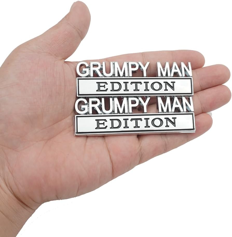 Amazon.com: 2pcs Metal Grumpy Man Edition Door Tailgate Bumper Emblem ...