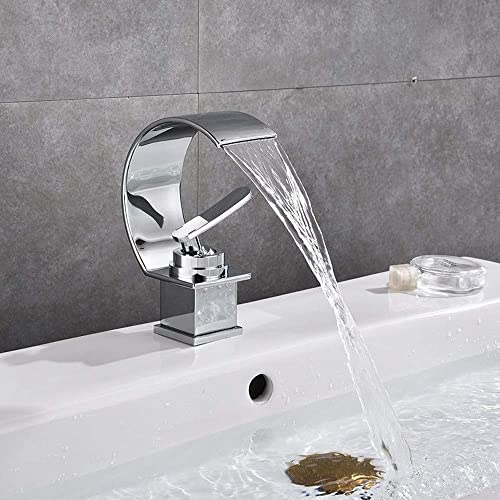 Grifo de baño cromado con diseño cascada europeo y alta precisión en agua fría y caliente
