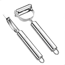 Kit Ralador e Descascador 2 Peças em Aço Inox Versátil e Durável para Frutas Legumes Queijos e Batata