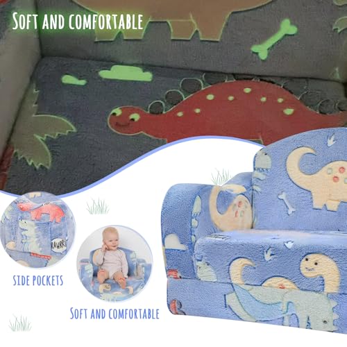 image for aodisman Thick Comfy Toddler Chair and Couch for Kids,2-in-1 Soft Plus
